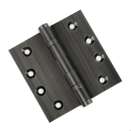 Embassy 4 x 4 Solid Brass Ball Bearing Hinge, Pewter Finish with Flat Tips 4040BBUS17AF-1